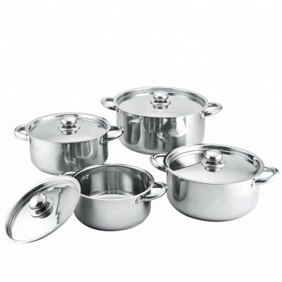 double handle stainless steel soup cookware set cooking pot with lids