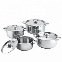 double handle stainless steel soup cookware set cooking pot with lids