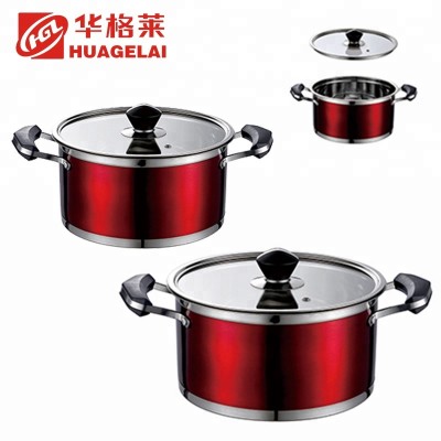 red round soup stainless steelcooking pots parts with glass lid